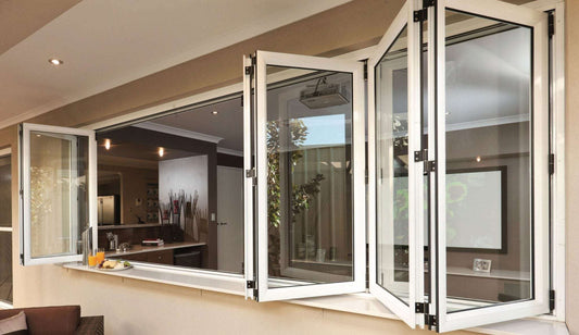Five Starss Doors Aluminum Bifold Window 96"Wx48"H - OUT SWING FROM EXTERIOR VIEW image 1
