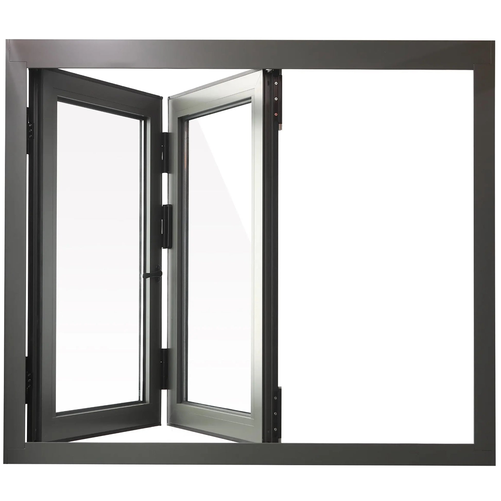 Five Starss Doors Aluminum Bifold Window 60"Wx48"H - OUT SWING FROM EXTERIOR VIEW image