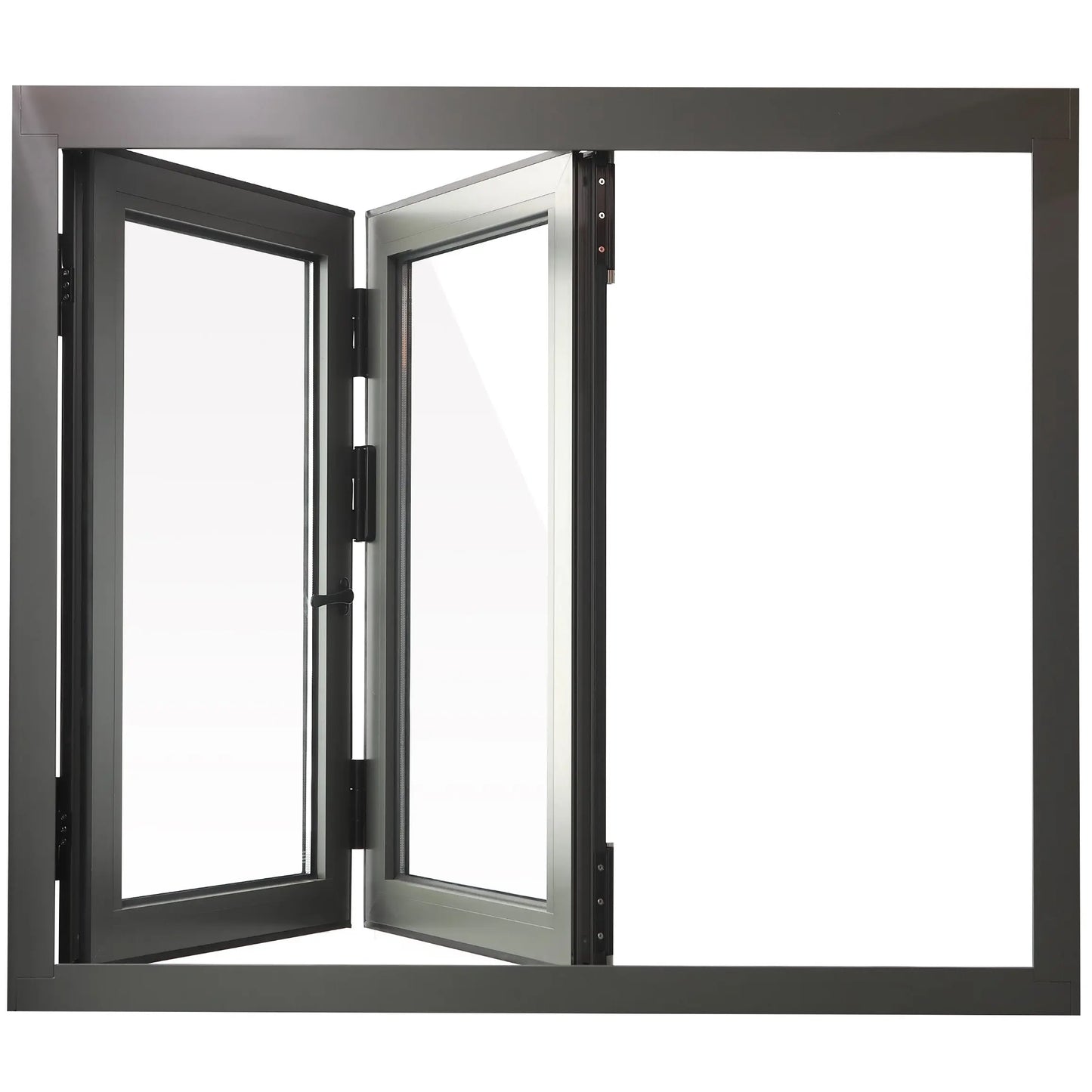 Five Starss Doors Aluminum Bifold Window 60"Wx36"H - OUT SWING FROM EXTERIOR VIEW image
