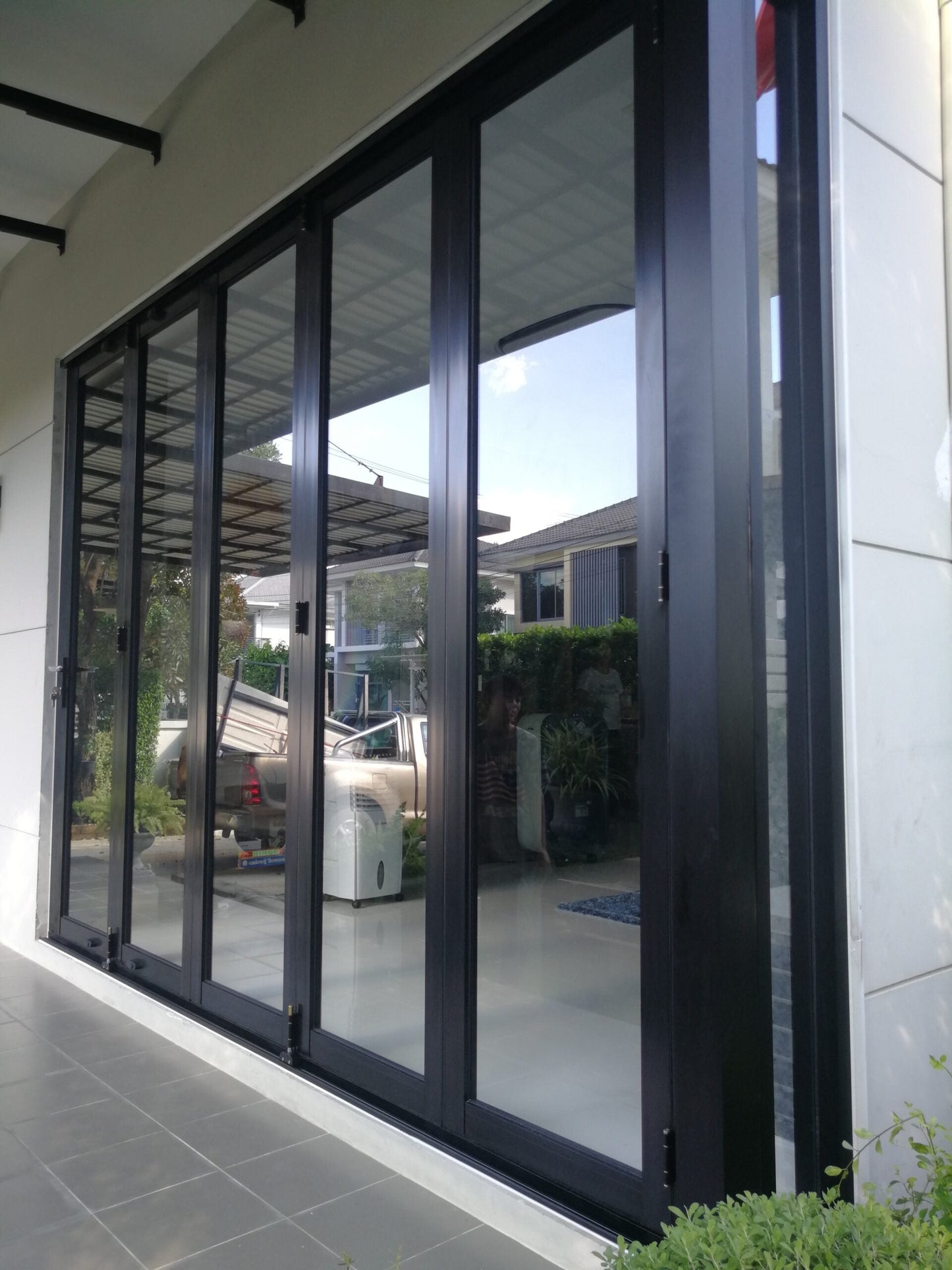 Aluminum Bifold Door 168"Wx80"H - OUT SWING FROM EXTERIOR VIEW image 0