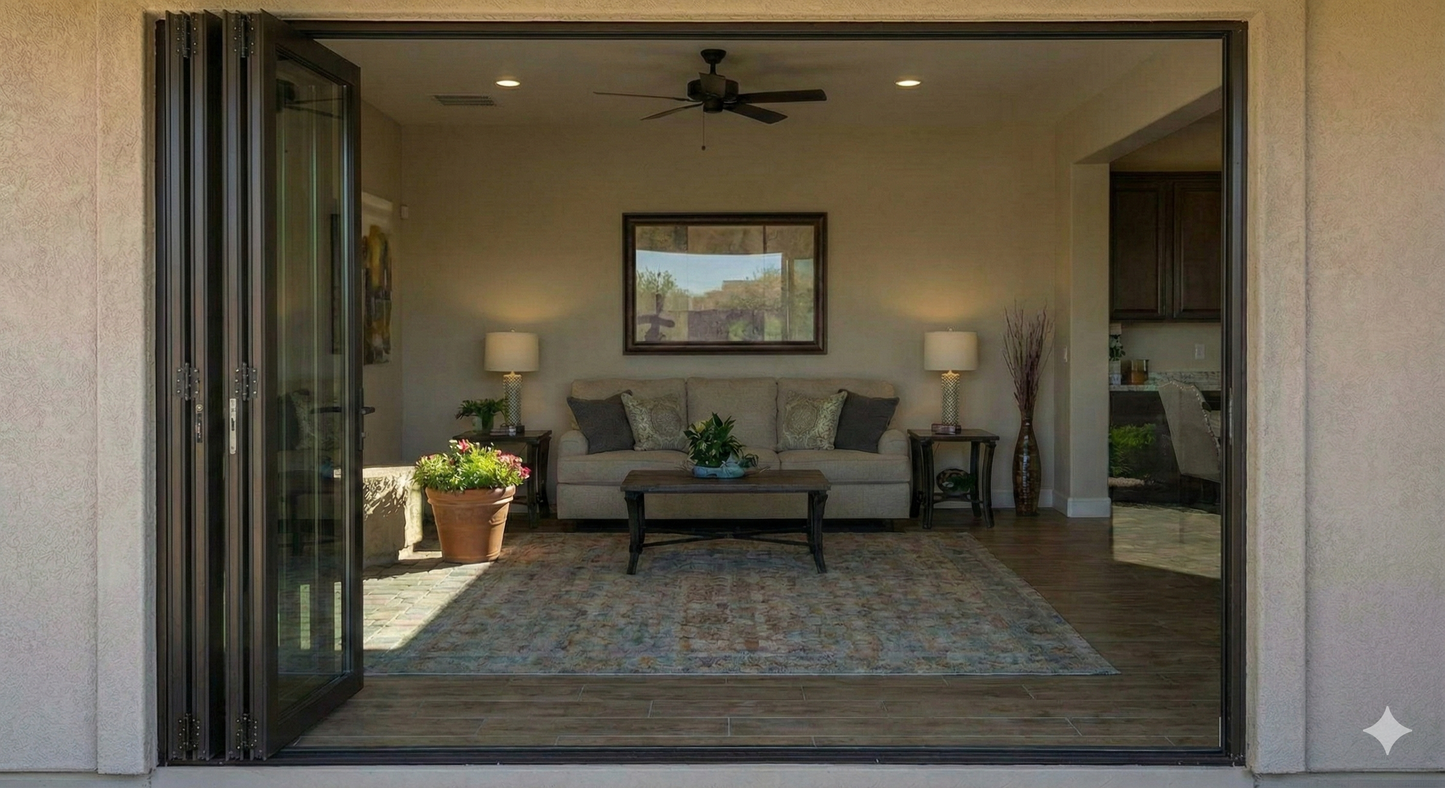 Aluminum Bifold Door 96″Wx96″H – OUT SWING FROM EXTERIOR VIEW