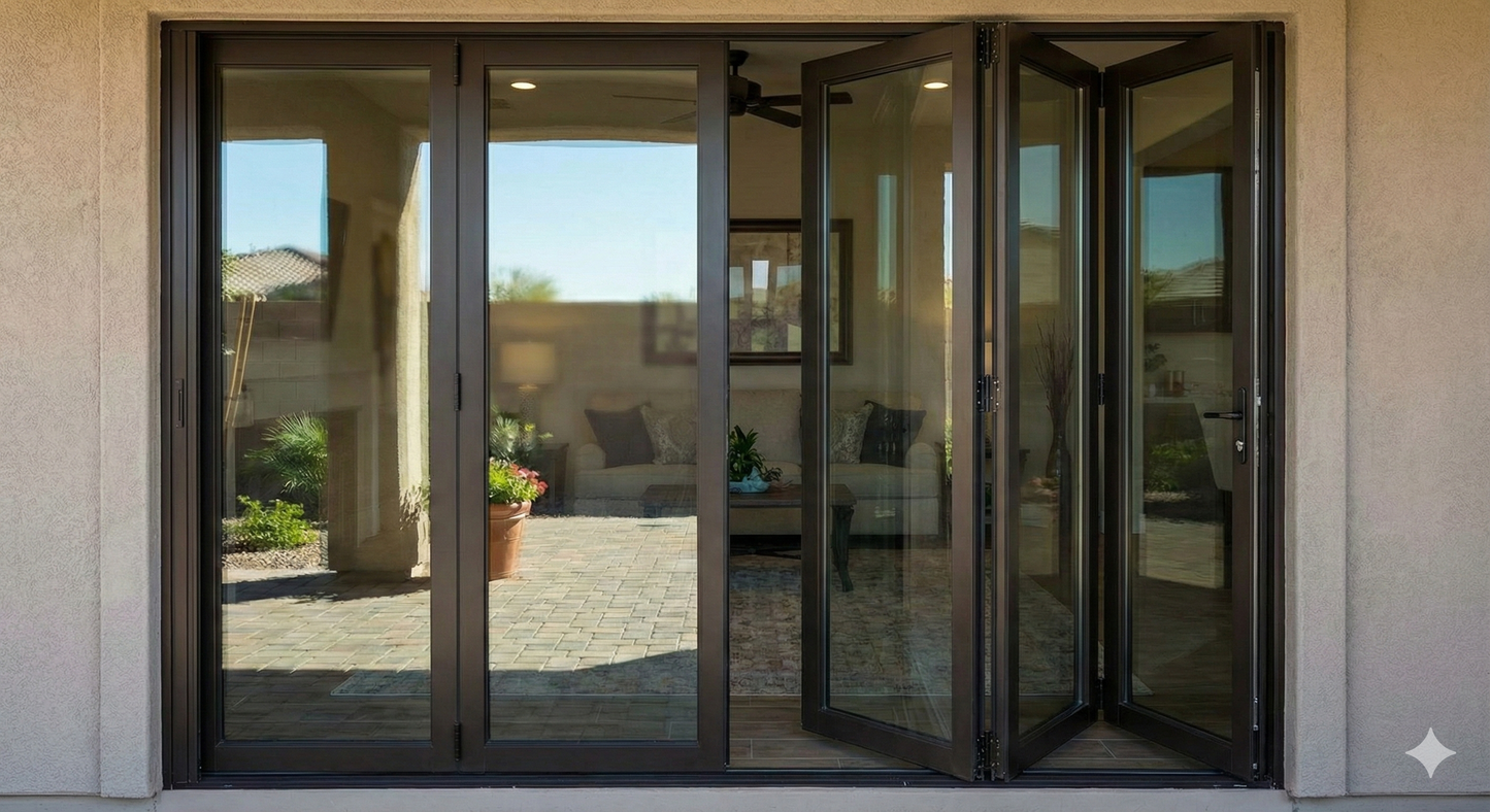 Aluminum Bifold Door 96″Wx96″H – OUT SWING FROM EXTERIOR VIEW