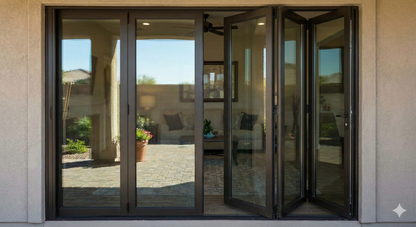 Aluminum Bifold Door 96″Wx96″H – OUT SWING FROM EXTERIOR VIEW