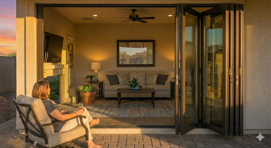 Aluminum Bifold Door 108″Wx96″H – OUT SWING FROM EXTERIOR VIEW