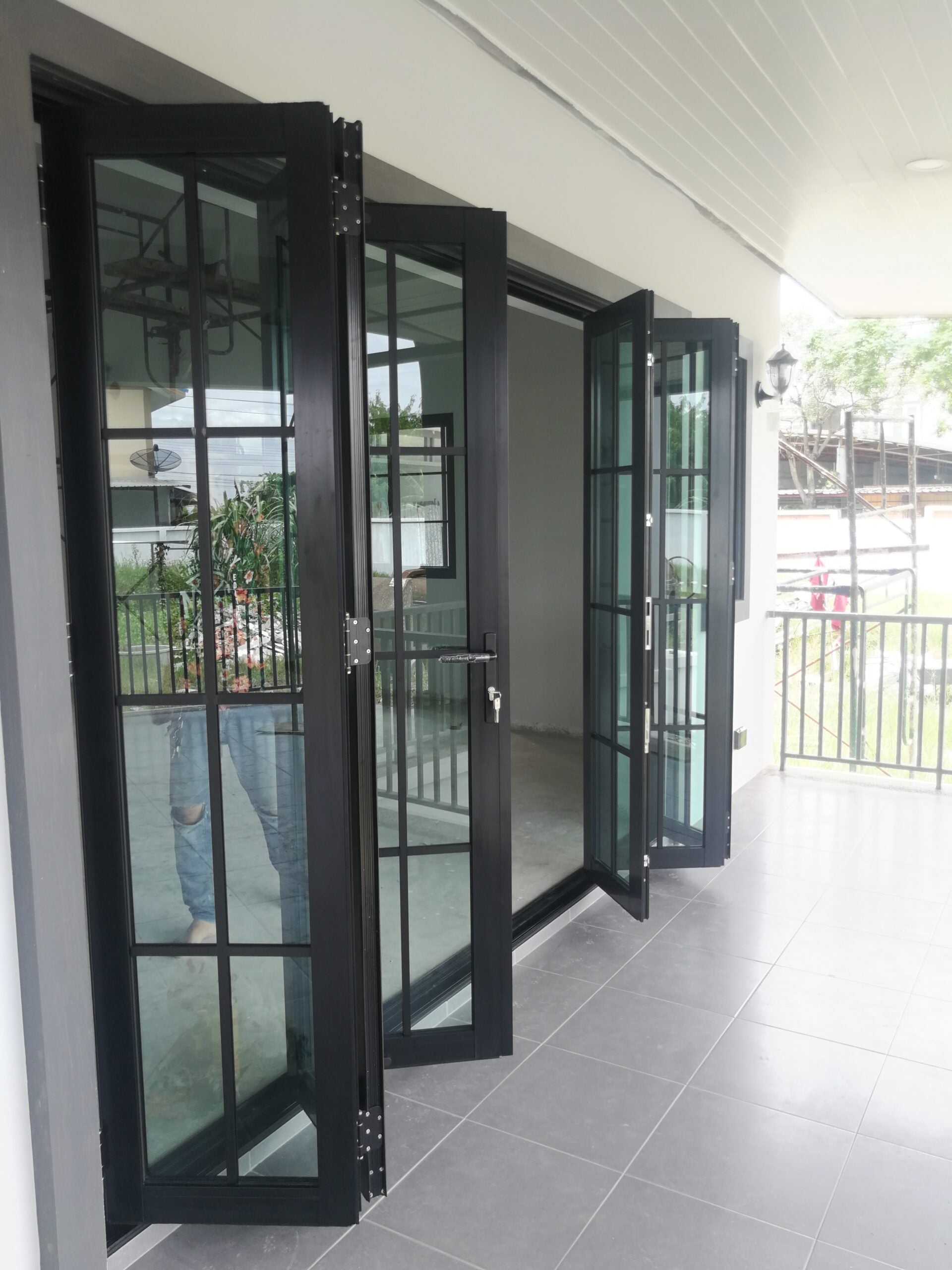 Aluminum Bifold Door 168"Wx96"H - OUT SWING FROM EXTERIOR VIEW image 13
