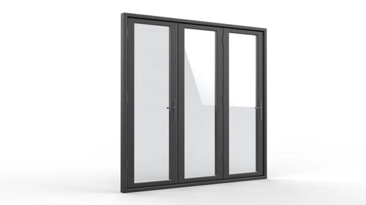 Aluminum Bifold Door 120″Wx80″H – OUT SWING FROM EXTERIOR VIEW